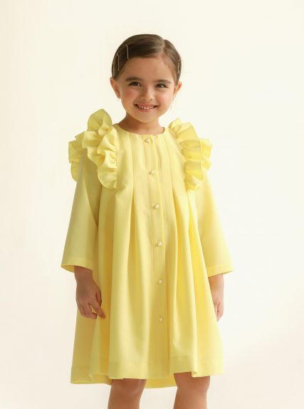 Платье из вафельной ткани жёлтое