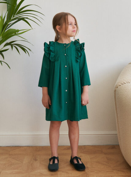 Платье из вафельной ткани зеленое